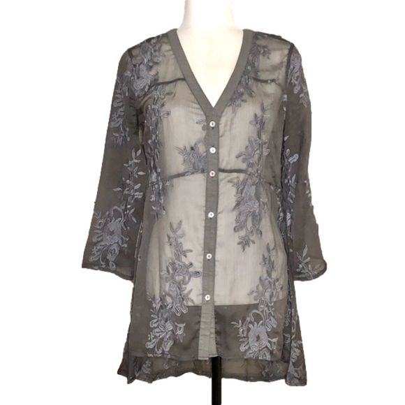 Charlie B sheer embroidered tunic - Picture 1 of 5